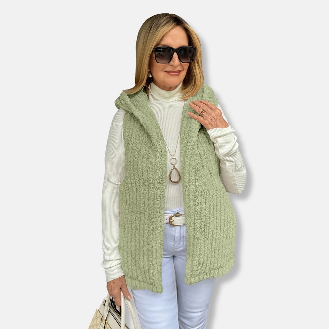 Cozy Fleece Hooded Vest | Soft Casual Fit Jacket