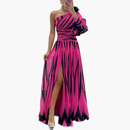 Chic Off Shoulder - Women's Long Maxi Dress with Split