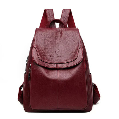 Classic Female Leather Rucksack with Elegant Design