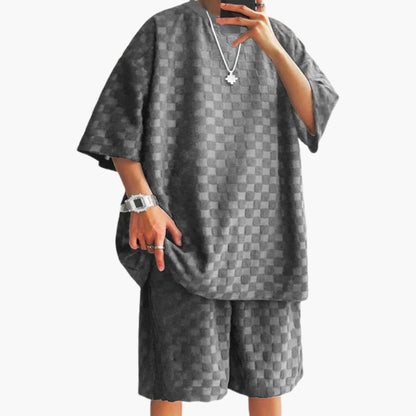 Men's Breathable 2-Piece Suit with Patterned Shirt and Shorts - Olytrend