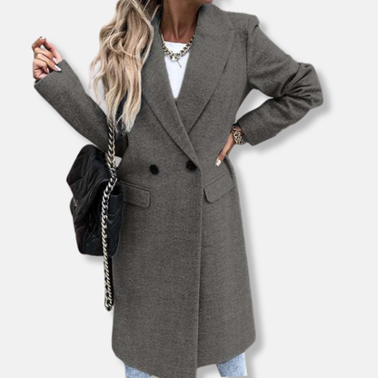 Classic Women's Wool Overcoat with Button Front
