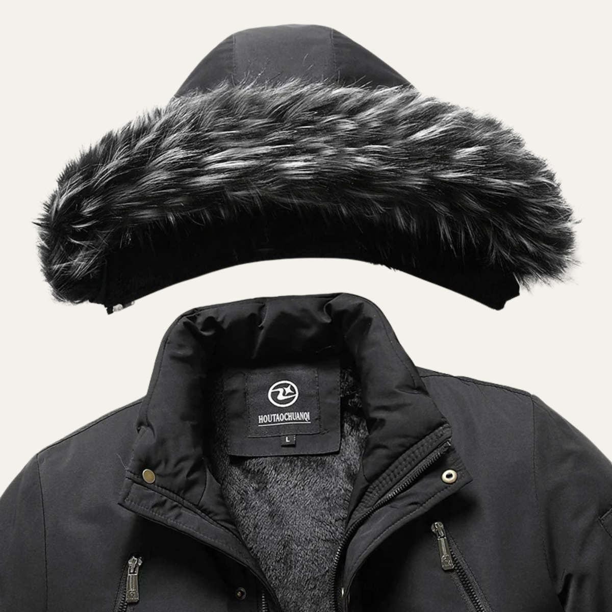 Thermal Men's Quilted Parka Jacket with Removable Hood