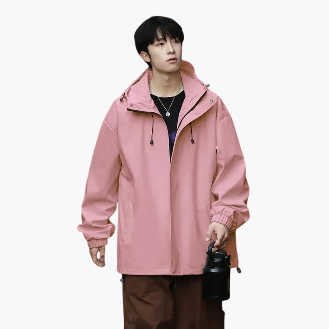 Waterproof Hooded Zip Up Mens Jacket with Adjustable Hem