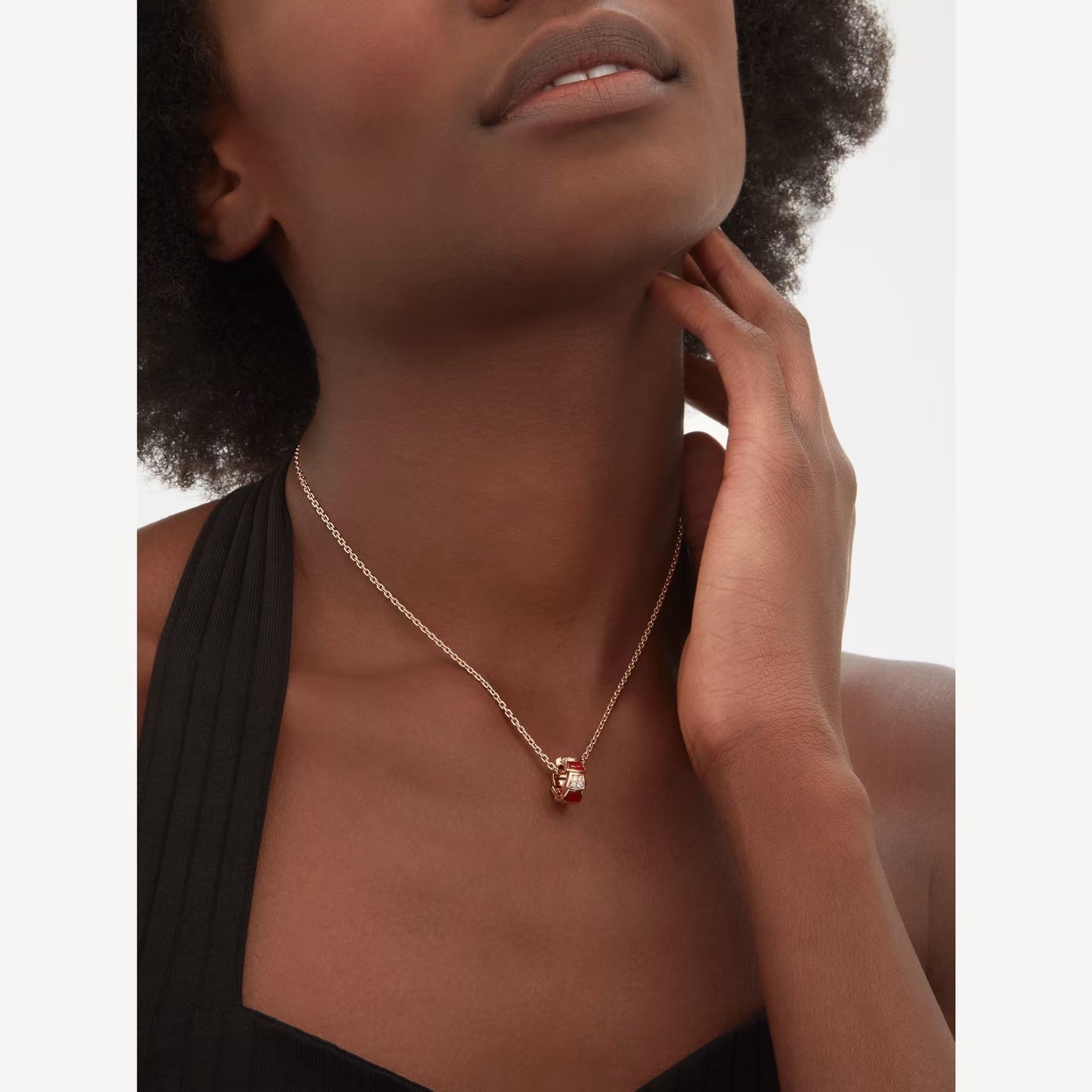 Luxury Red Agate Silver Rose Gold Necklace