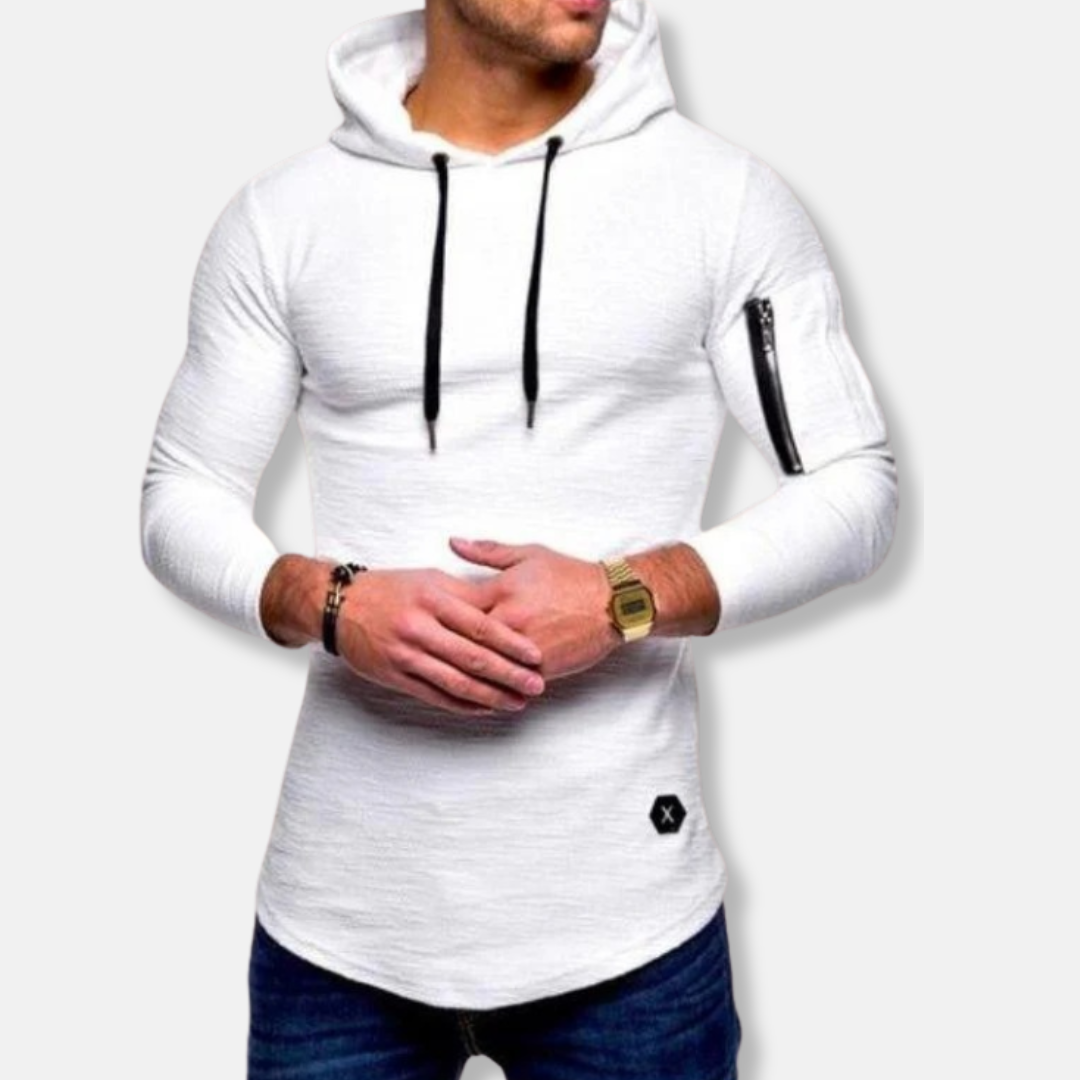 Fitted Textured Hooded Sweatshirt
