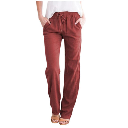 Casual Linen Loose Fit Drawstring Pants