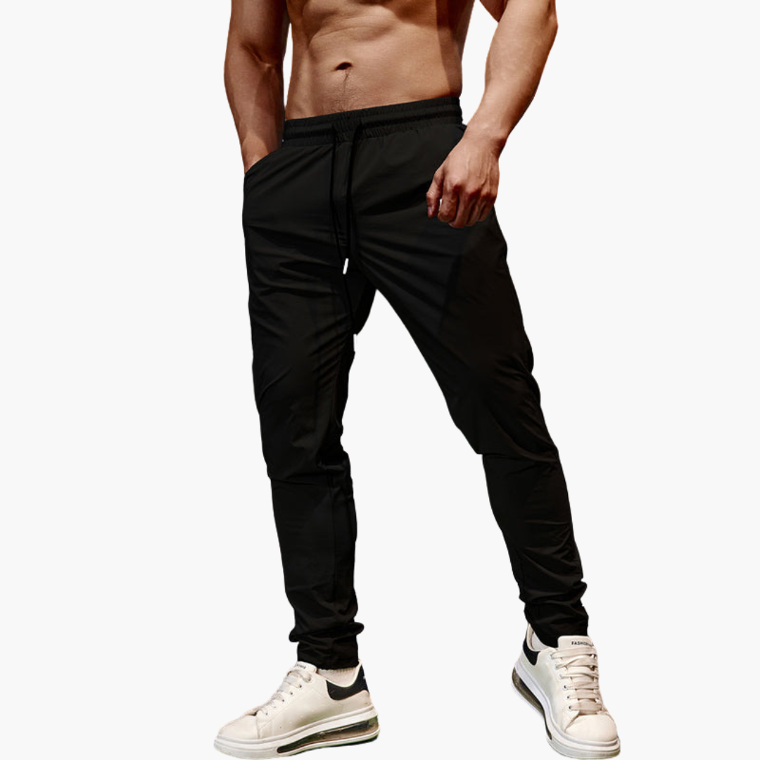 Relaxed Fit Running Pants for Men - Elastic Waist Sports Pants