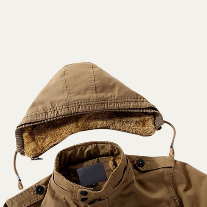 Thermal Insulated Men's Fleece Hooded Parka Coat