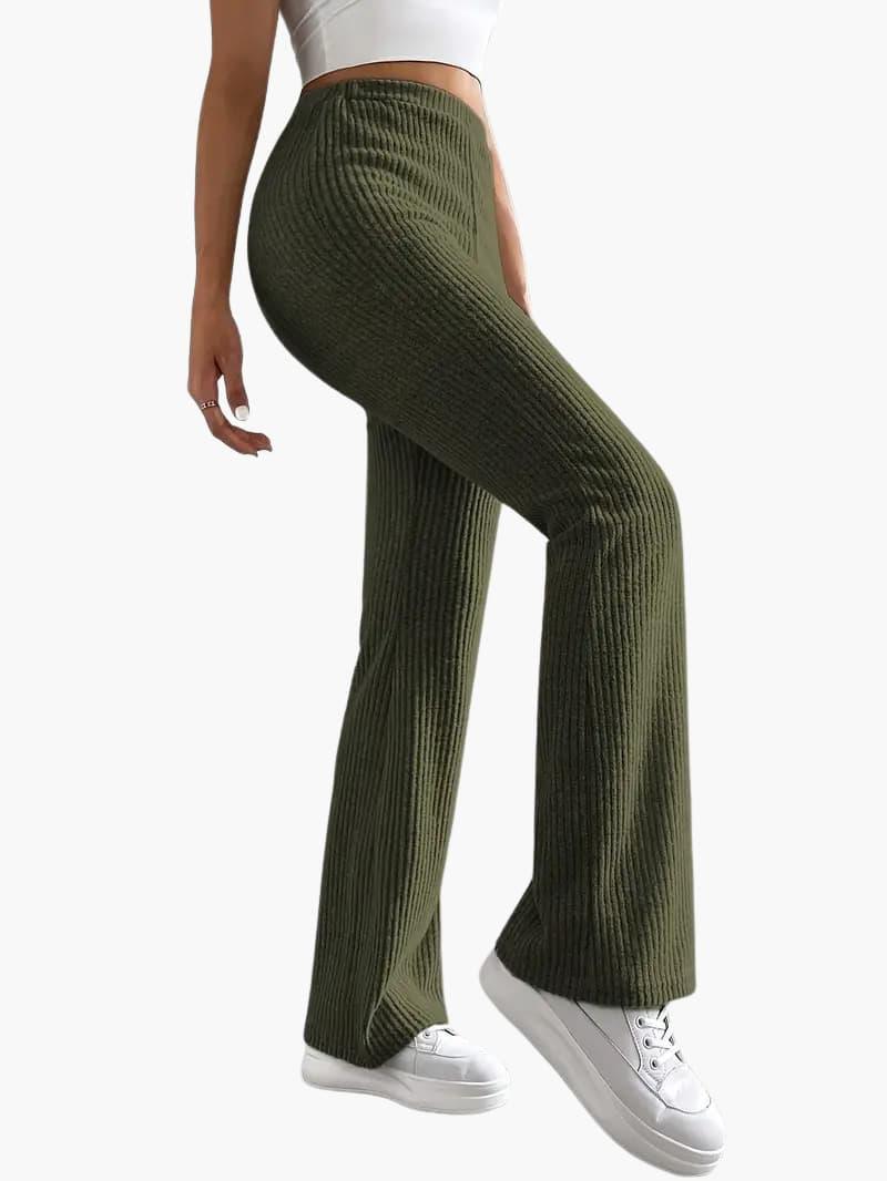 Soft High Waisted Knit Trousers for Women – Relaxed Fit Pants