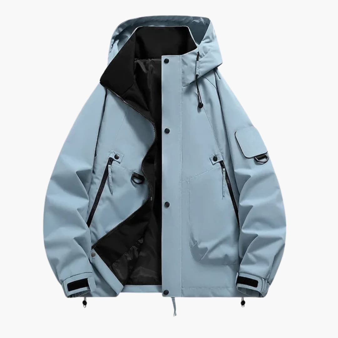 Waterproof Snow Jacket with Hood and Zip Pockets