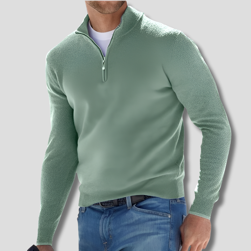 Classic Zip Neck Cotton Sweater