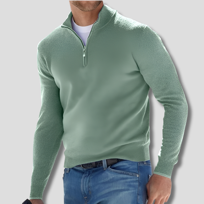 Classic Zip Neck Cotton Sweater
