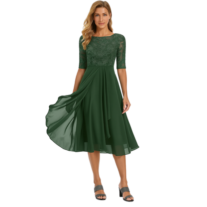 Elegant Floral Mid Length Women's Dress