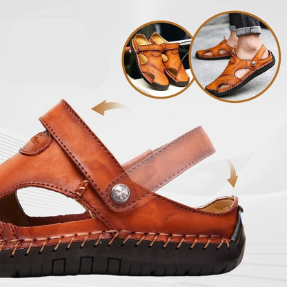 Mens Genuine Brown Leather Sandals