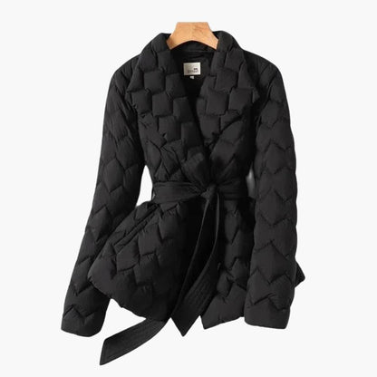 Warm Red Parka Coat for Women with Adjustable Belt