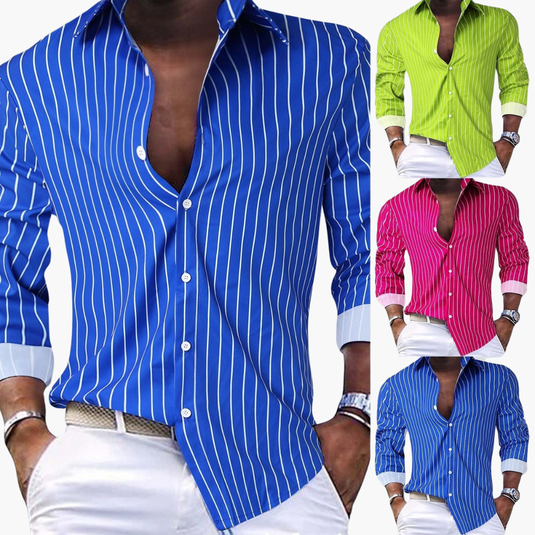 Classic Mens Long Sleeve Button Shirt with Collar