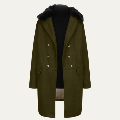 Luxury Men's Fur Trim Double Breasted Coat