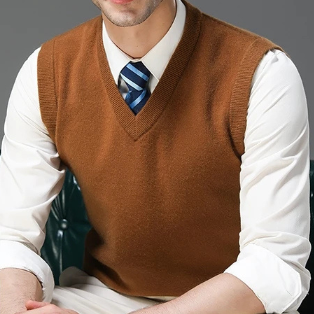 Comfy Men's V Neck Knit Vest