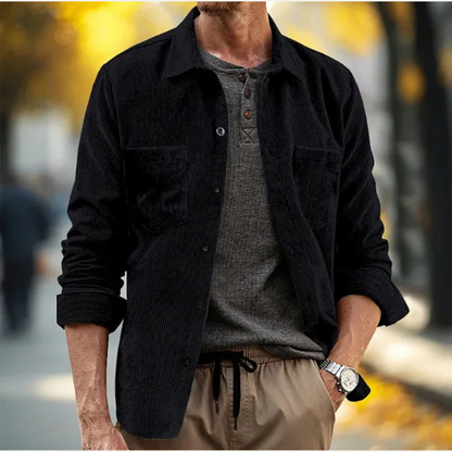 Slim Fit Men's Corduroy Button Up Shirt Jacket