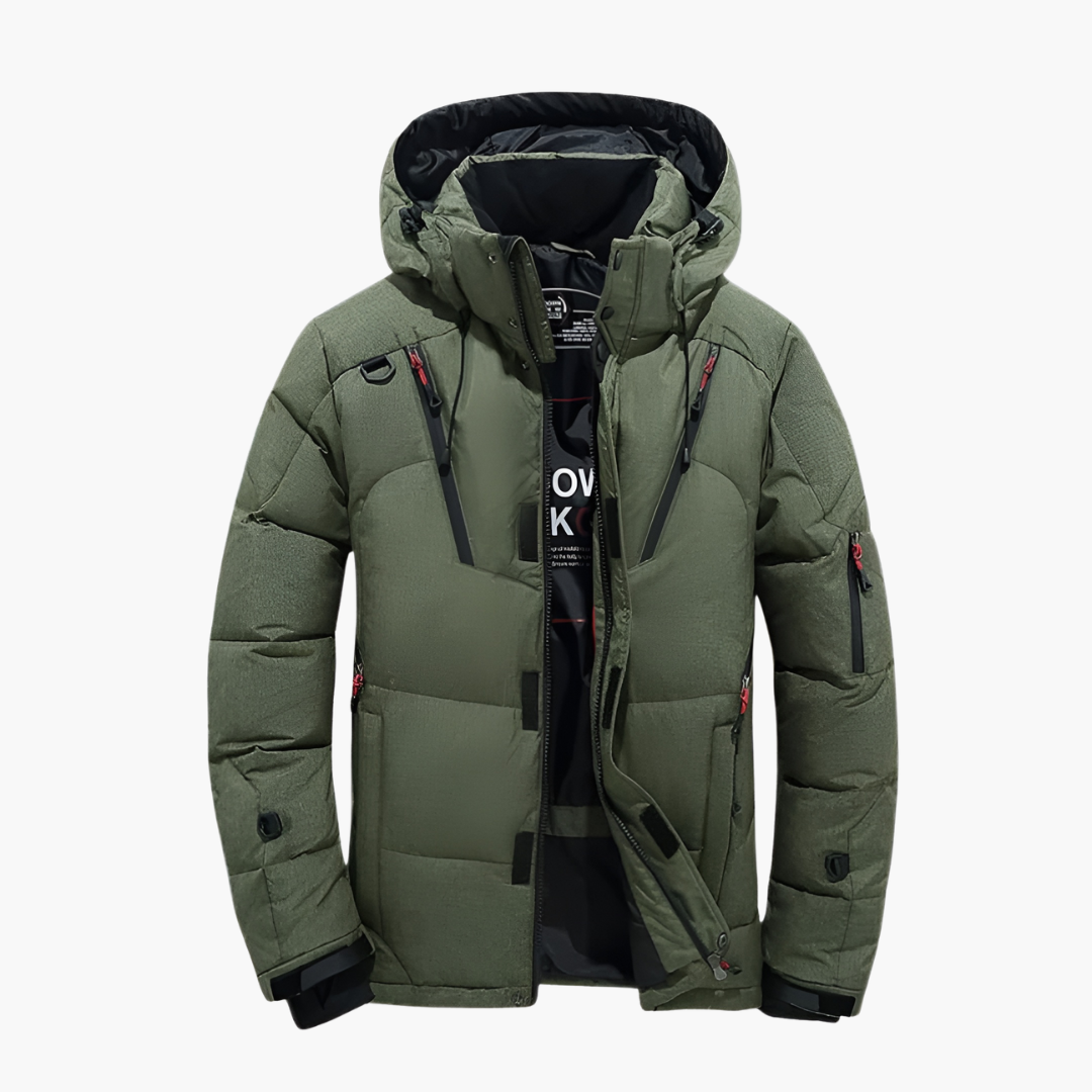 Men's Padded Parka with Hood and Zip Pockets
