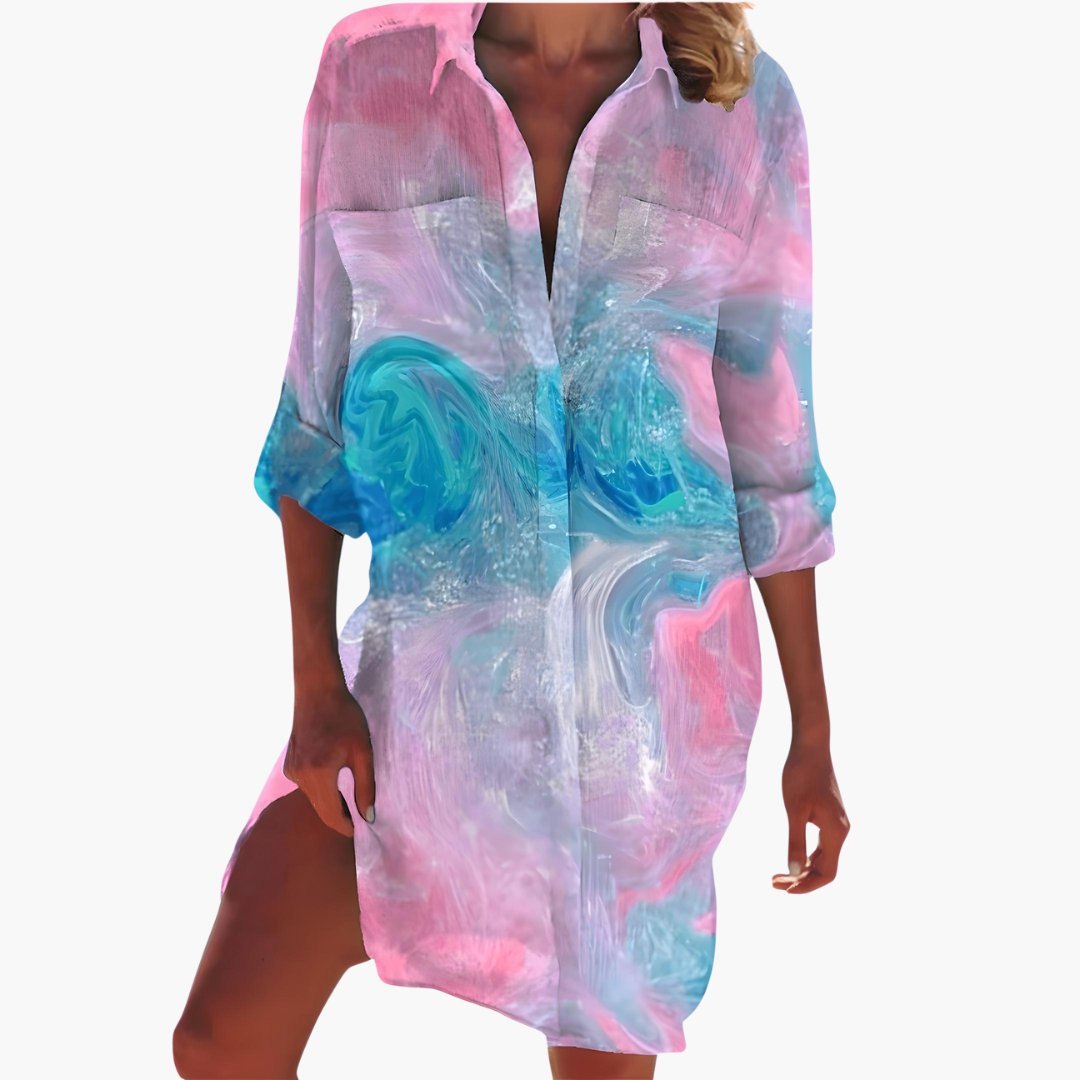 Ladies Long Sleeve Button Front Dress