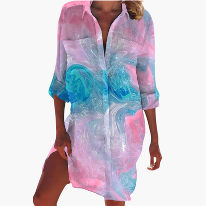 Ladies Long Sleeve Button Front Dress