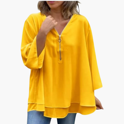 Relaxed Fit Women's V-Neck Long Sleeve Tee