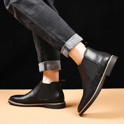 Comfortable Men's Leather Slip On Chelsea Ankle Boots