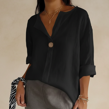Relaxed Fit Cotton V Neck Top