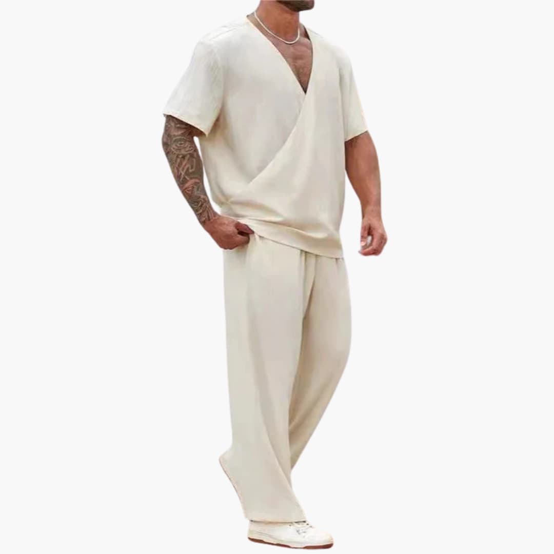 Men's Lightweight 2-Piece V-Neck Suit Set