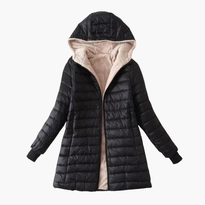 Warm Women's Parka Coat with Zip and Hood
