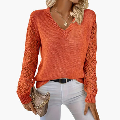 Soft Women's V-Neck Long Sleeve Knit Sweater