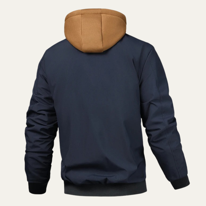 Warm Fleece Lined Mens Hooded Bomber Jacket