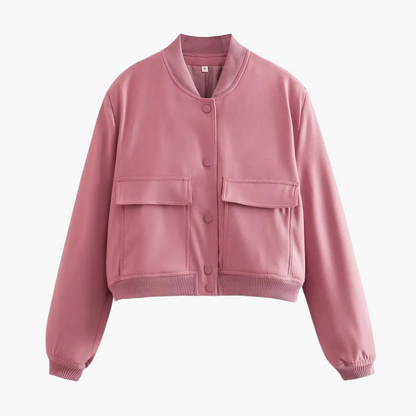 Practical Women's Bomber Jacket with Big Pockets