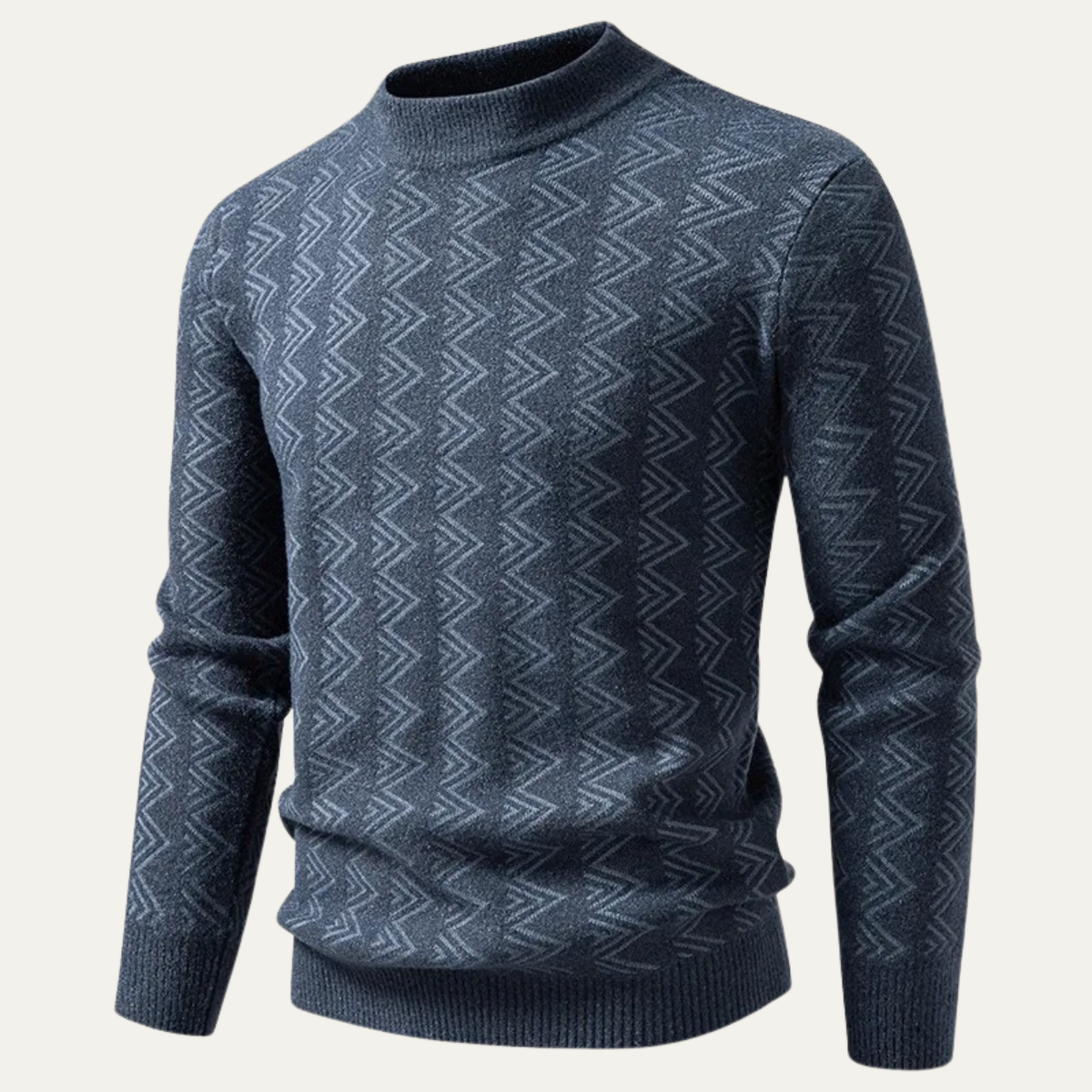 Cozy Mens Geometric Knit Crew Neck Sweater