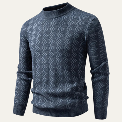 Cozy Mens Geometric Knit Crew Neck Sweater