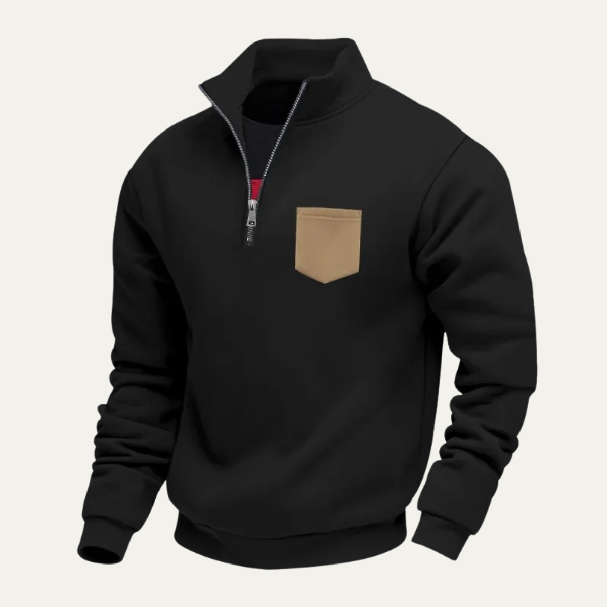 Relaxed Fit Men's Zip Sweater with Pockets