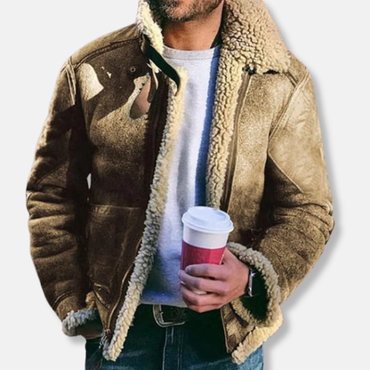 Luxurious Suede Leather Aviator Coat