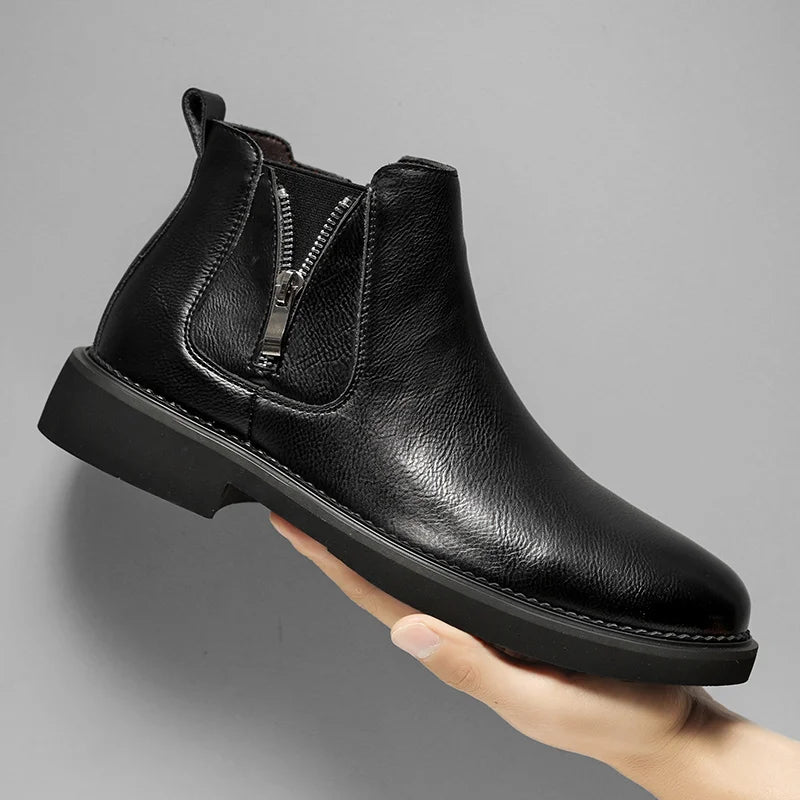 Classic Men's Chelsea Brown Leather Boots