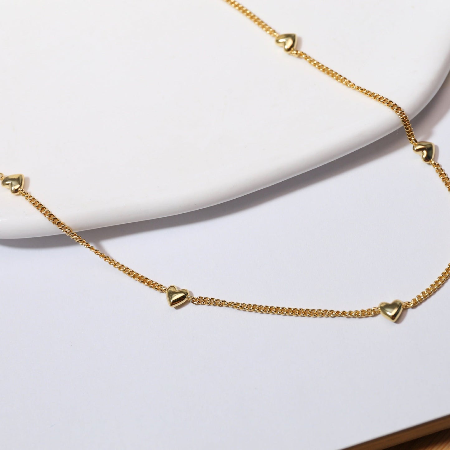Elegant 18K Gold Plated Silver Heart Pendant Necklace