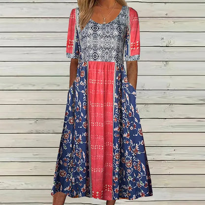 Women's Floral Round Neck Casual Dress