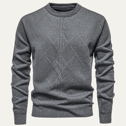Cozy Men's Diamond Pattern Crew Neck Sweater