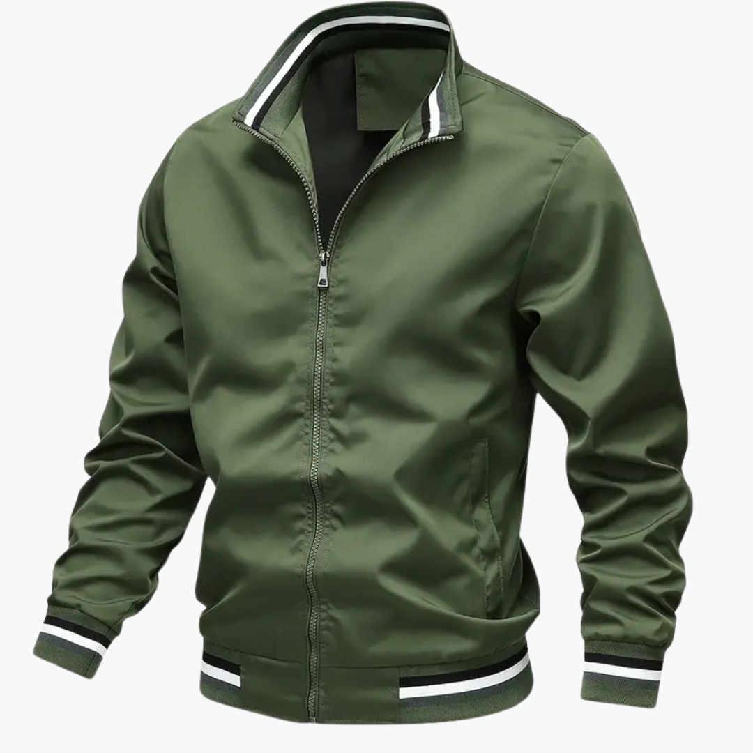 Men's Zip Up Jacket with Textured Trim