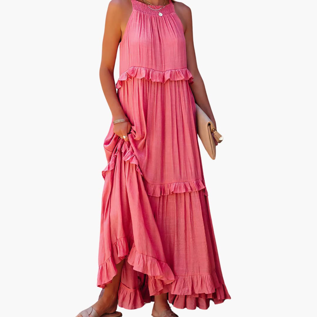 Flowy Long Dress for Women, Lightweight Ruffle Style