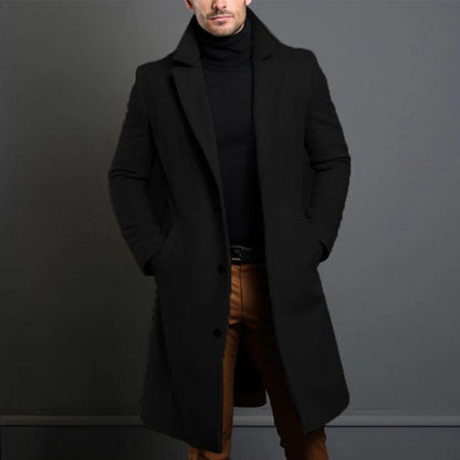 Classic Men's Wool Knee Length Overcoat