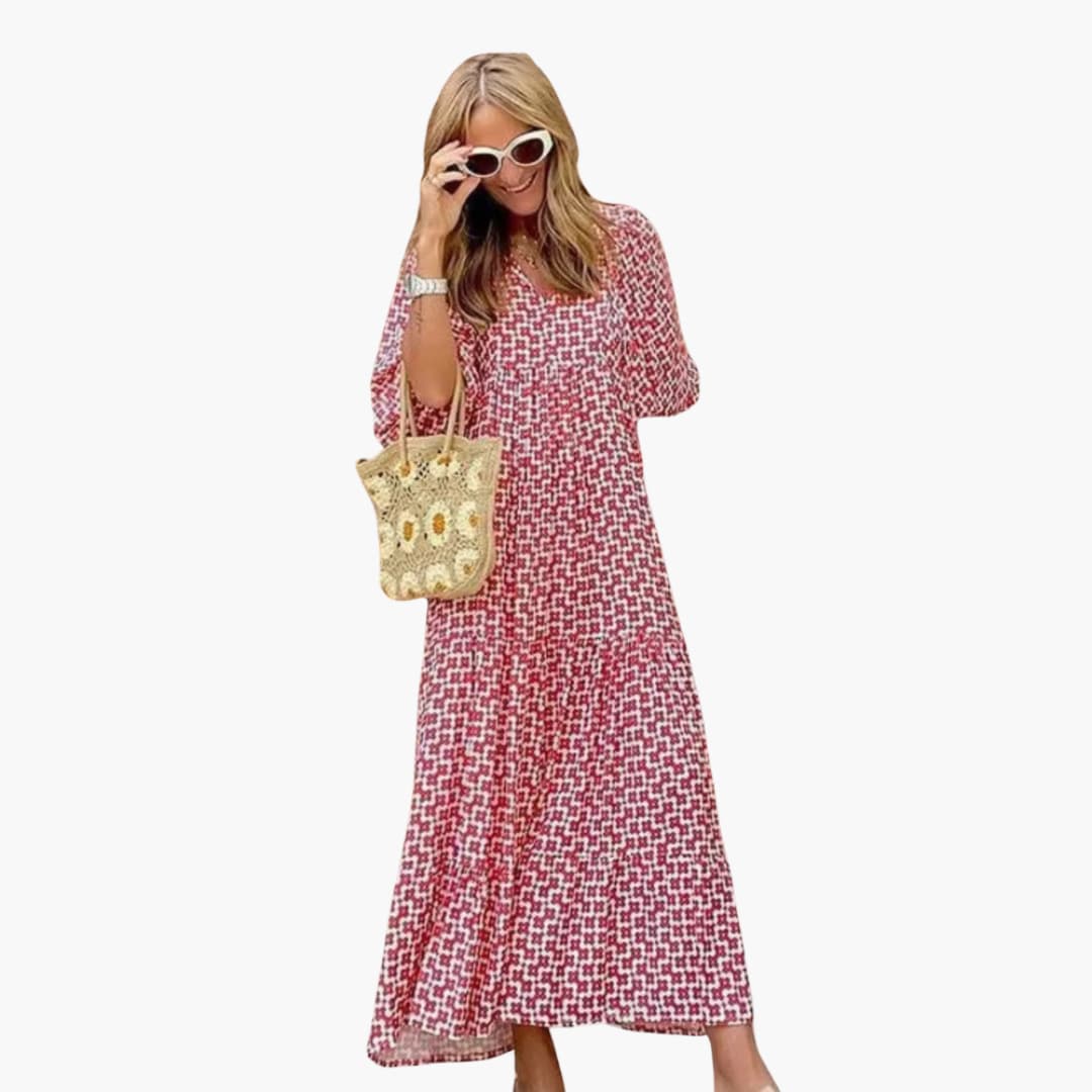 Flowy Long Dress for Women - Floral Print & Relaxed Fit