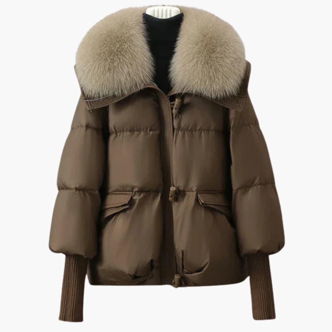Luxurious Ladies Winter Coat with Faux Fur Trim