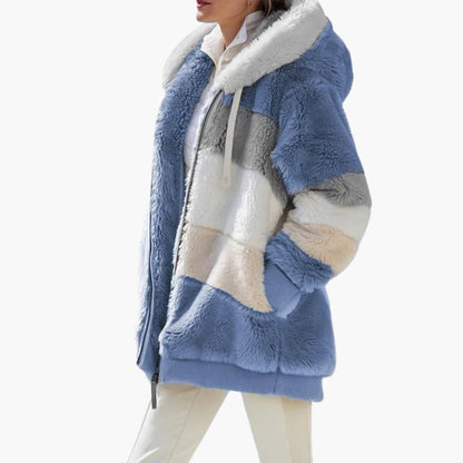 Ladies' Zip Up Striped Hoodie Coat