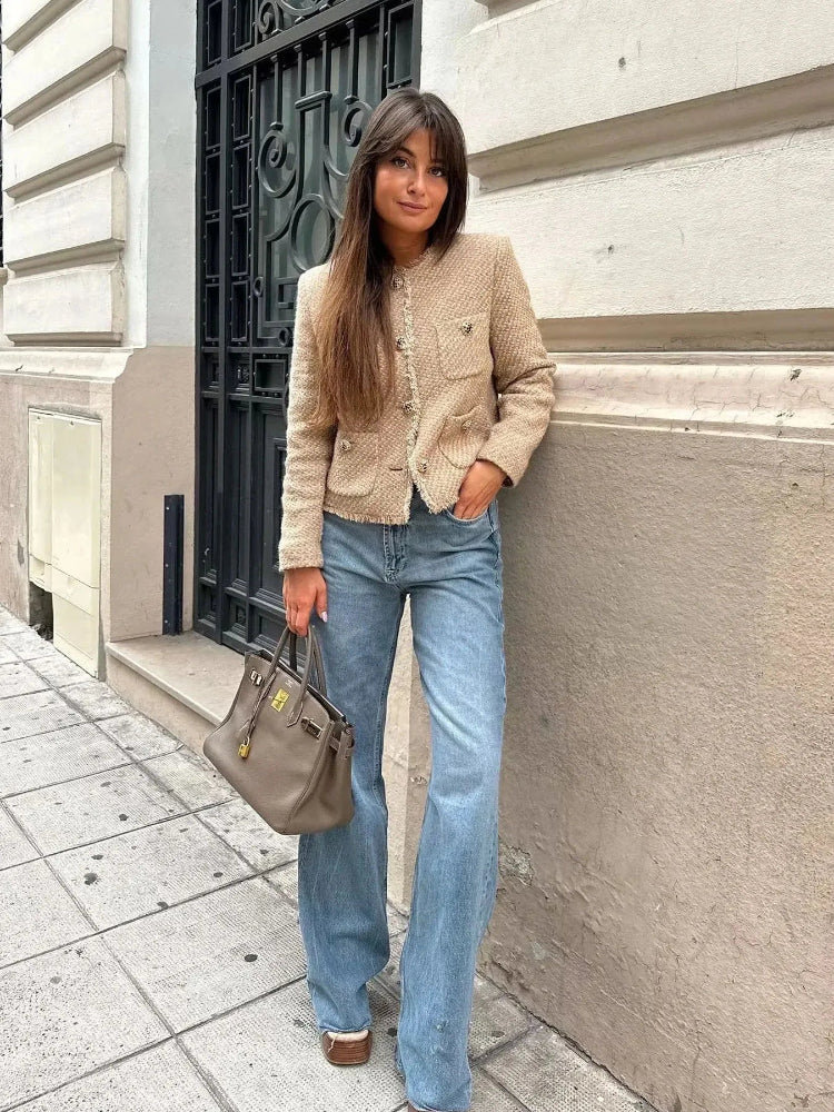 Classic Tailored Tweed Blazer for Women