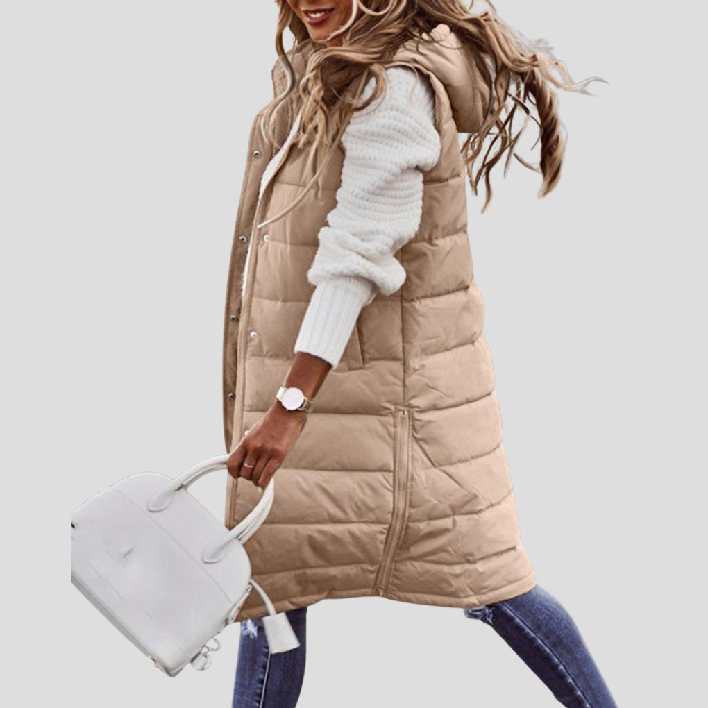 Ladies Extra Long Hooded Gilet
